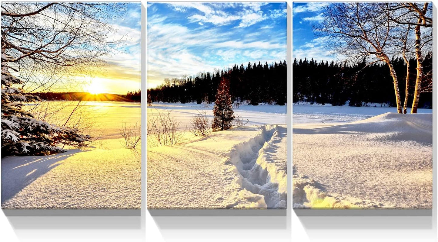 Brusheslife Sunset Canvas Wall Art - 3 Panel Home Decor for a Warm and Inviting Atmosphere