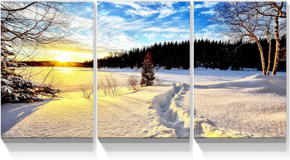 Brusheslife Winter Art: Snowy Sunset Canvas Prints for Home Walls