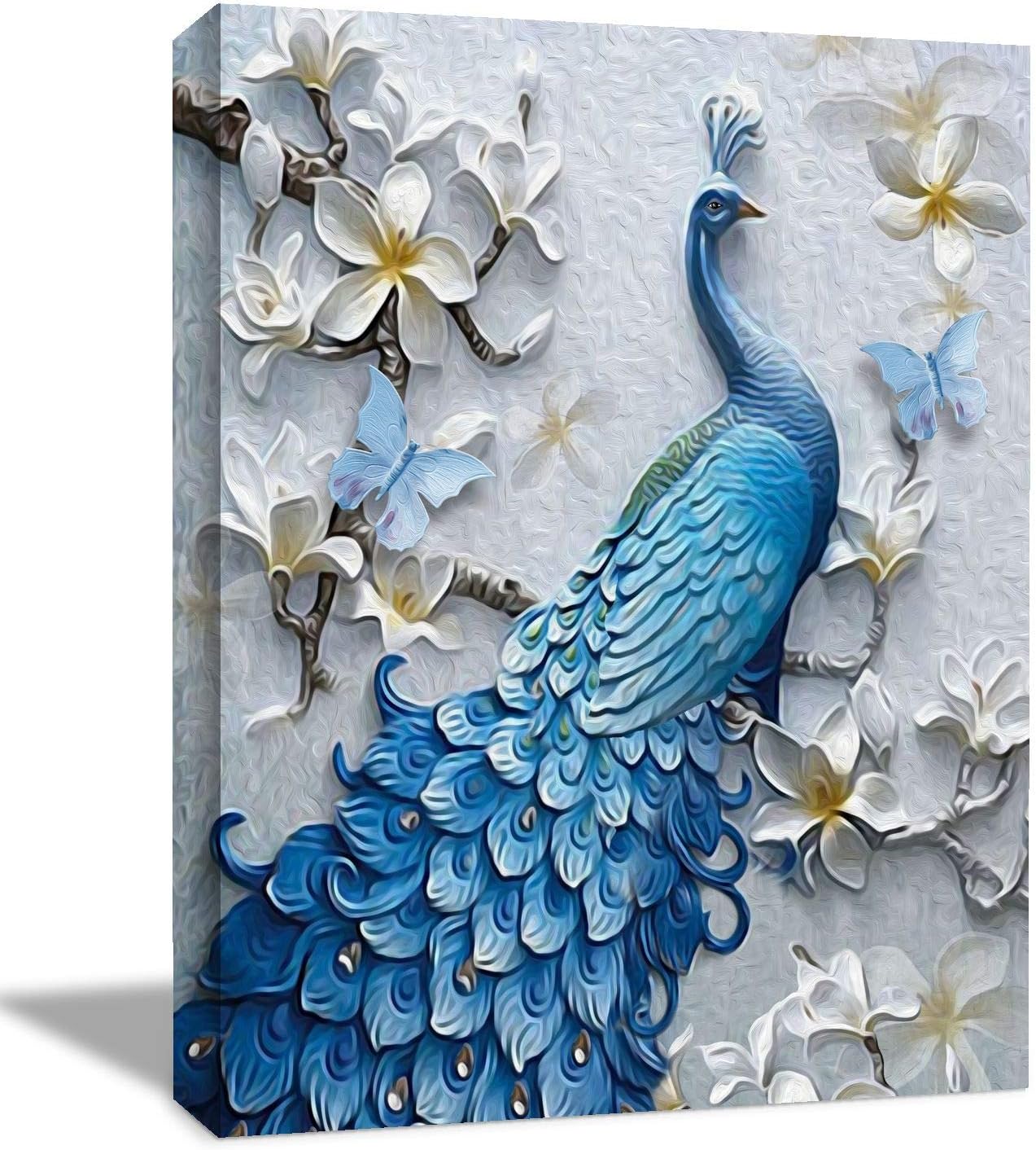 Vintage Elegance: Brusheslife's Blue Peacock Wall Decor for Rooms