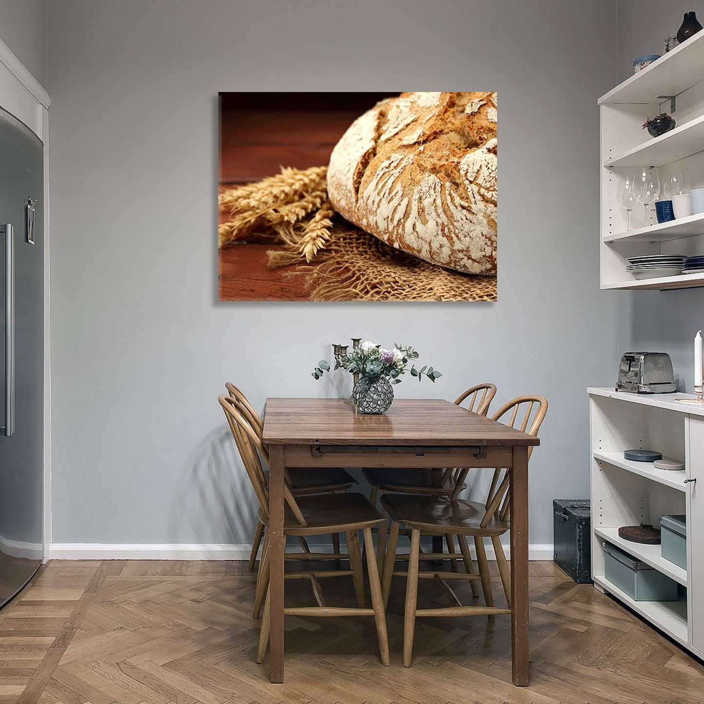 Brusheslife Bread and Wheat Canvas Art - Delicious Food Painting for Dining Room Decor