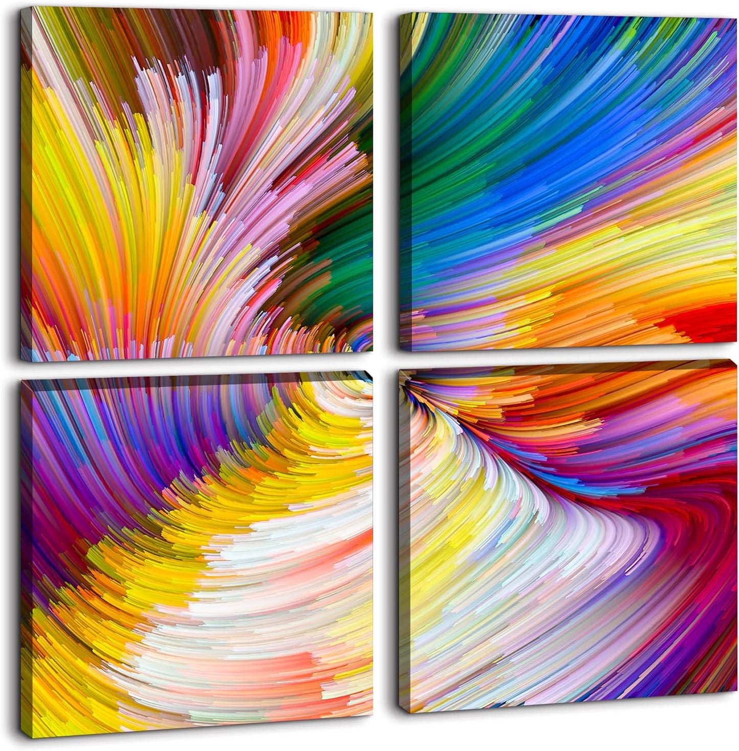 Brusheslife Abstract Wall Art - Gallery Wrapped Canvas with Dancing Colorful Lines for Office Decor