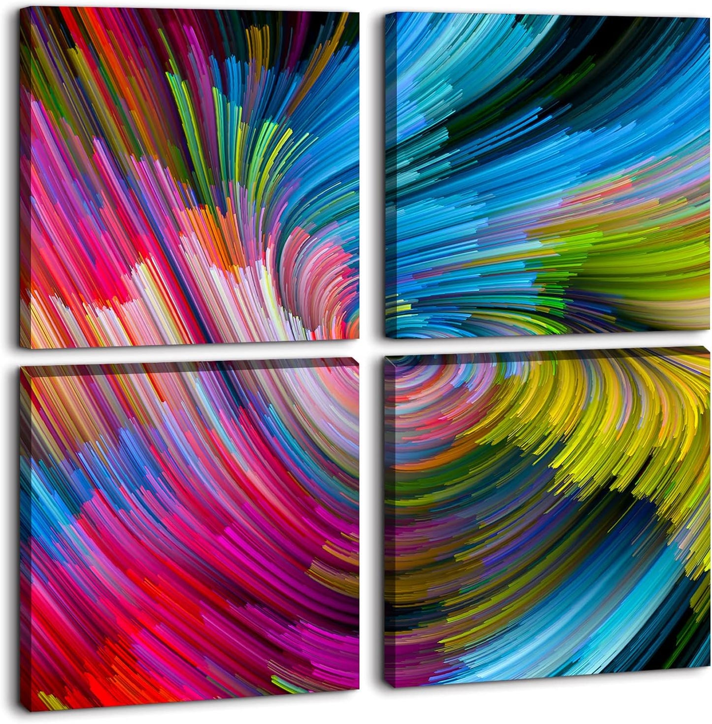 Brusheslife Abstract Wall Art - Gallery Wrapped Canvas with Dancing Colorful Lines for Office Decor