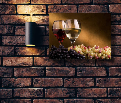 Vino Elegance by Brusheslife - Wine Glass and Grapes Canvas Art for Your Dining Room and Bar Wall