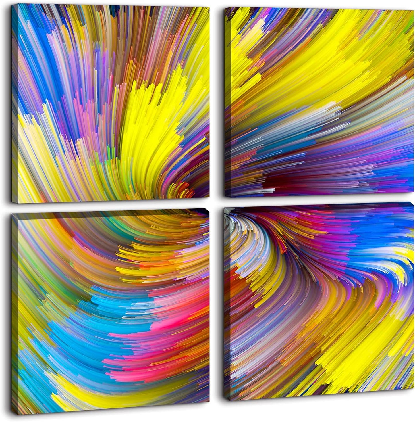 Brusheslife Abstract Wall Art - Gallery Wrapped Canvas with Dancing Colorful Lines for Office Decor