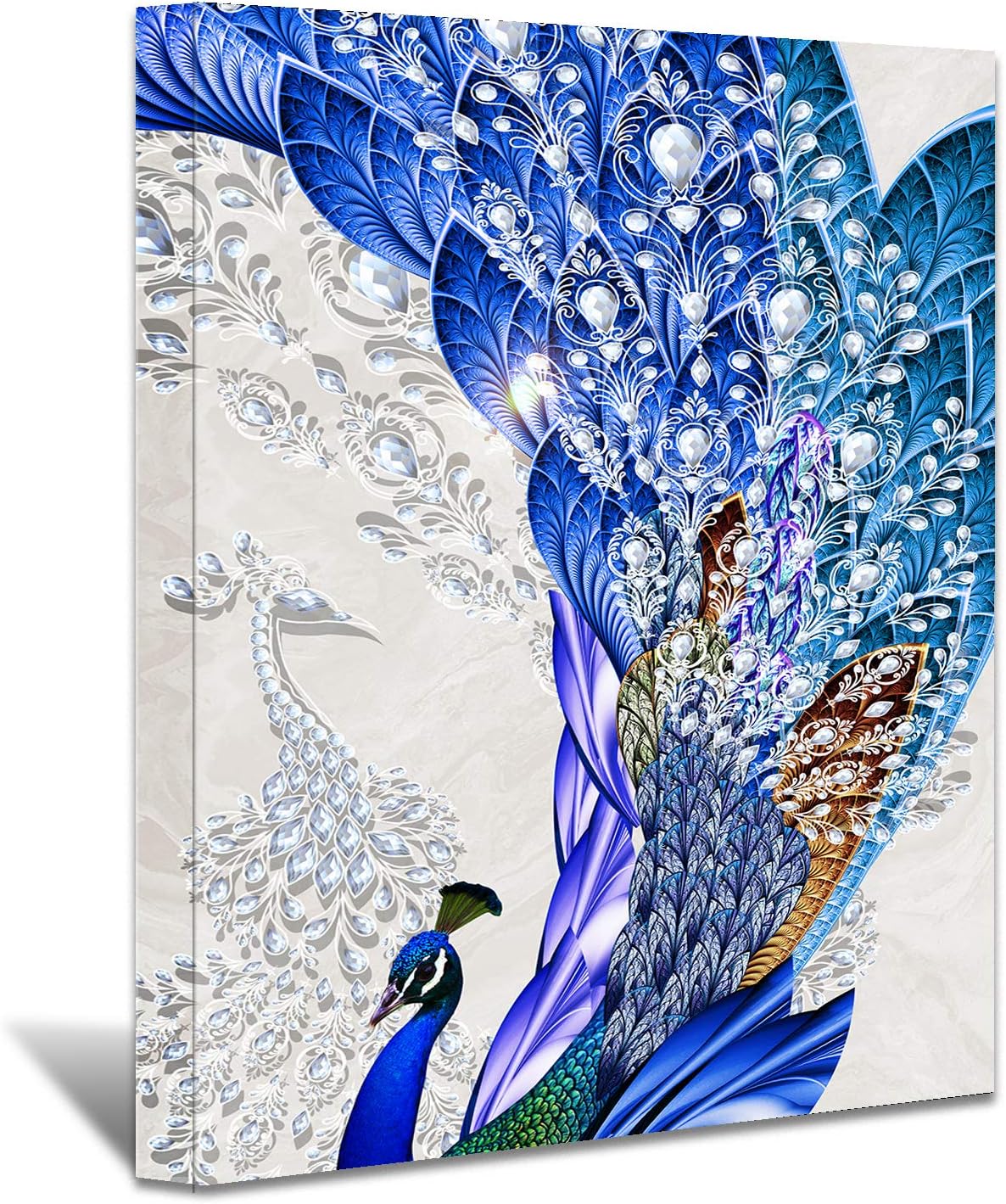 Vintage Elegance: Brusheslife's Blue Peacock Wall Decor for Rooms