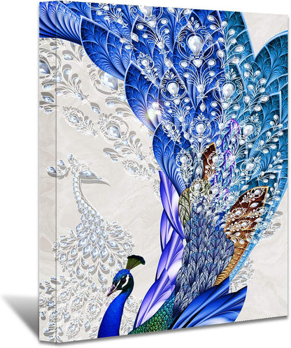 Brusheslife Peacock Canvas Art: Single Panel Wall Decor for Living Room