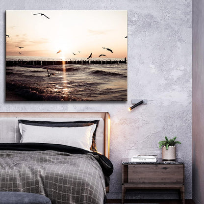 Brusheslife Ocean Wall Art: Sunset Seascape - Stretched Canvas Print for Home Decor