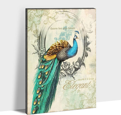 Vintage Elegance: Brusheslife's Blue Peacock Wall Decor for Rooms