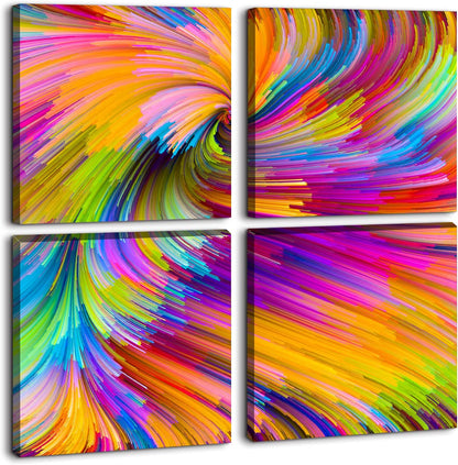 Brusheslife Abstract Wall Art - Gallery Wrapped Canvas with Dancing Colorful Lines for Office Decor