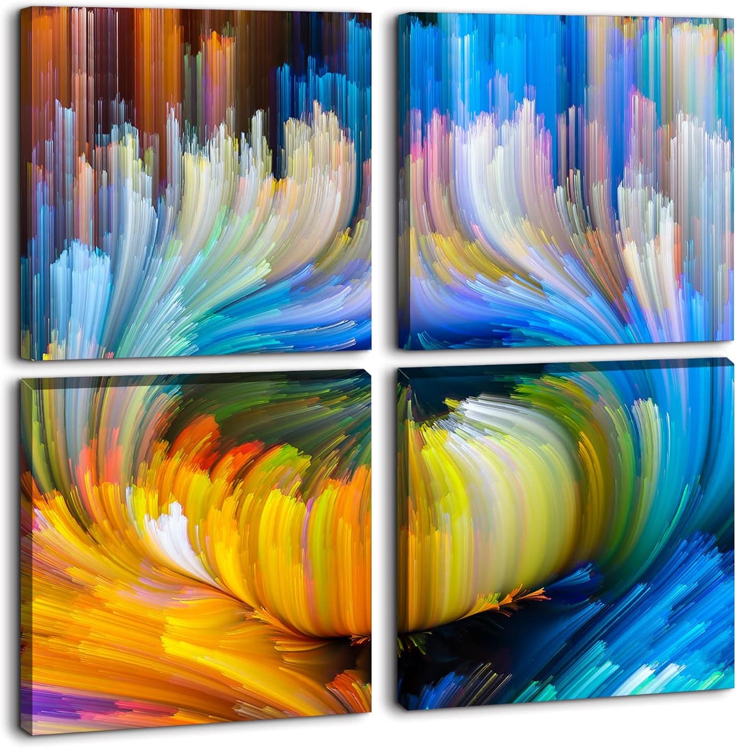 Brusheslife Abstract Wall Art - Gallery Wrapped Canvas with Dancing Colorful Lines for Office Decor